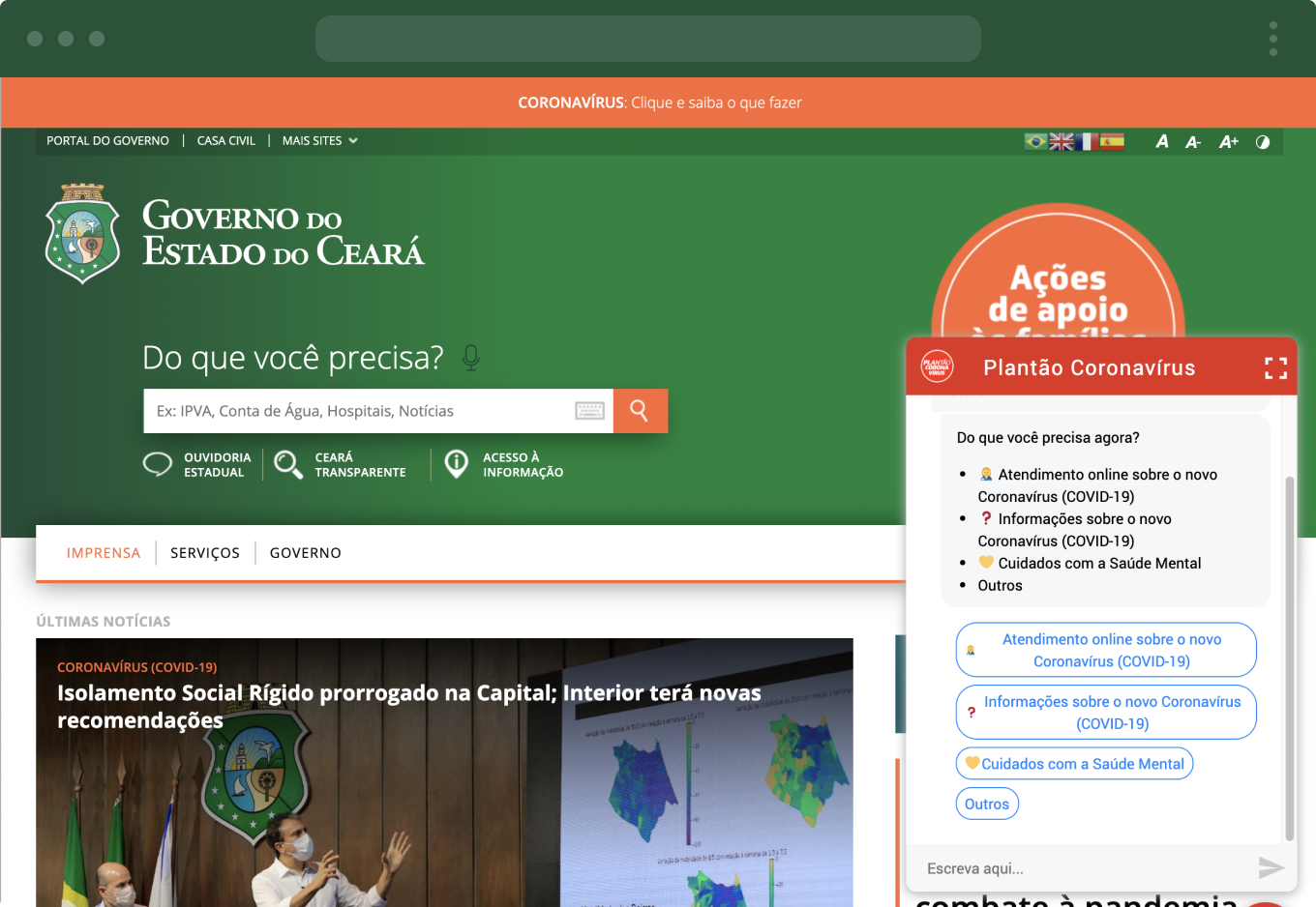 imagem do site do cliente